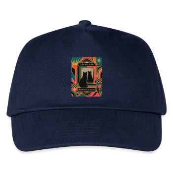 Funny Retro Art Deco Black Cat Philosophy - Kids’ Baseball Cap - navy - Front
