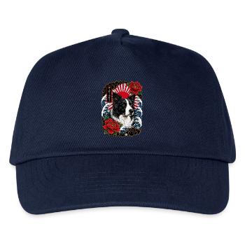 Border Collie im japanischen Irezumi Stil - Kinder Basecap - Navy - Vorne