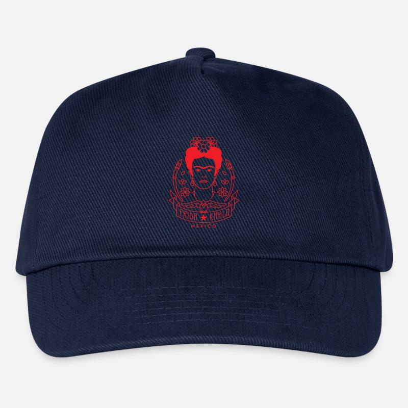 Frida Kahlo Portrait Blumenkranz Rot - Kinder Basecap - Navy