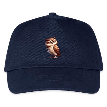 Skeptical Naughty Funny Cartoon Owl - Kids’ Baseball Cap - navy - Front