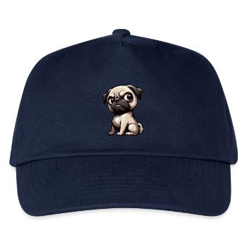 Cute cartoon pug skeptical look - Kids’ Baseball Cap - navy - Front