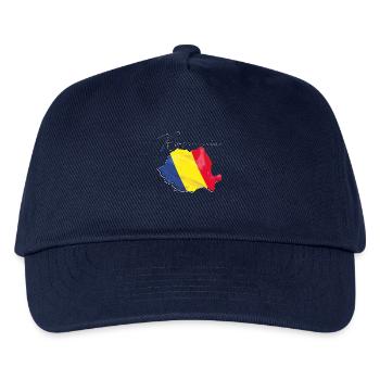 Rumänien Flagge in der Rumänien Landkarte RO - Kinder Basecap - Navy - Vorne