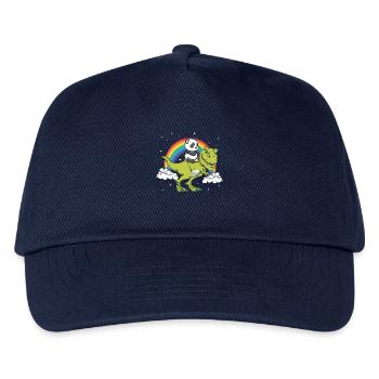 Pandabär Panda Dinosaurier Tyrannosaurus T-Rex - Kinder Basecap - Navy - Vorne