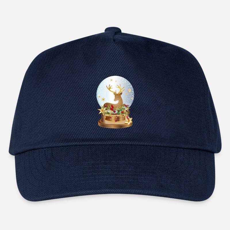 nostalgische Schneekugel mit Hirsch zu Weihnachten - Kinder Basecap - Navy