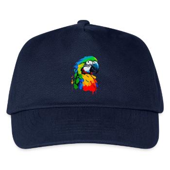 Öl-Malerei eines bunten Papageis - Kinder Basecap - Navy - Vorne
