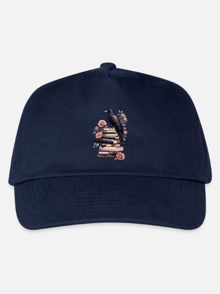 Bücherstapel mit Rabe - Kinder Basecap - Navy