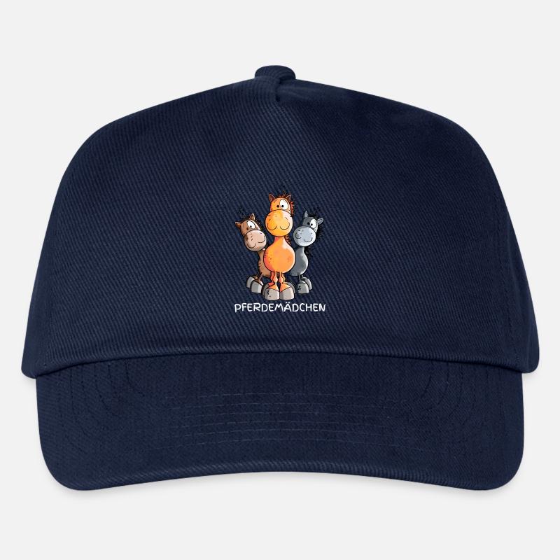 Pferdemädchen Pferde Cartoon - Kinder Basecap - Navy