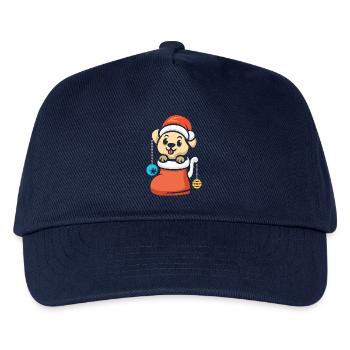 Weihnachtswelpe mit Schmuck im Stiefel - Kinder Basecap - Navy - Vorne