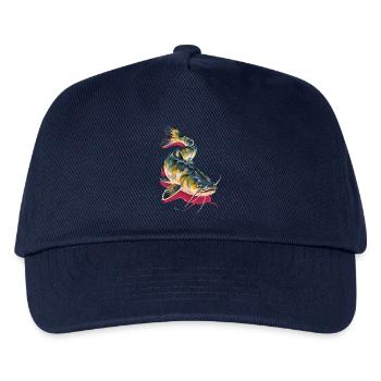 Wels Waller Angeln Welsangler Geschenk - Kinder Basecap - Navy - Vorne