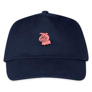 Niedliches Nettes Cartoon Comic Ferkel Schwein - Kinder Basecap - Navy - Vorne
