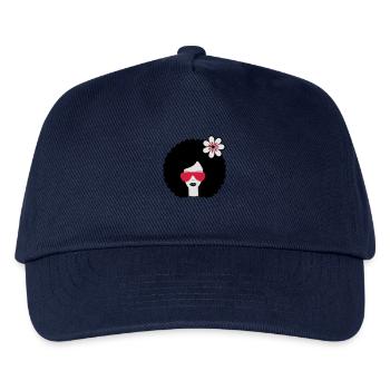 Curly haired girl with flower, retro revival, Afro - Kids’ Baseball Cap - navy - Front