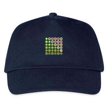 Rosa und Grüne Kreise und Quadrate im Op Art Style - Kinder Basecap - Navy - Vorne