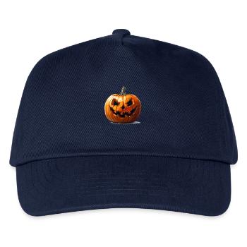 Carved pumpkin grimaces is a Halloween decoration - Kids’ Baseball Cap - navy - Front