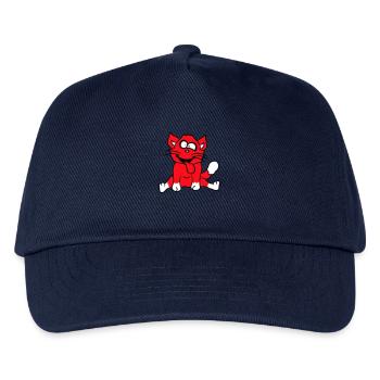 Cat Squints Funny Crazy Tongue Out Grimace - Kids’ Baseball Cap - navy - Front