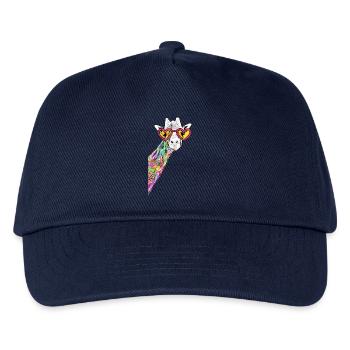 Sneaky Giraffe Rainbow Neck Heart Sunnglasses I - Kids’ Baseball Cap - navy - Front