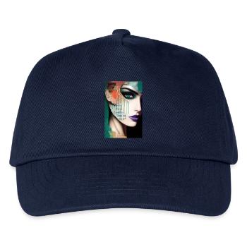 Abstrakte Gesichts Kunst - Kinder Basecap - Navy - Vorne