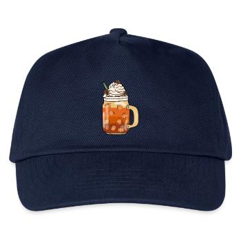 Kürbis Herbst Getränk Kaffee Sahne Latte Zimt - Kinder Basecap - Navy - Vorne