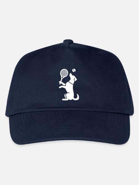 Hund Tennis Silhouette Minimalistisch - Kinder Basecap - Navy