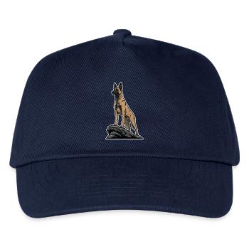 Belgischer Schäferhund Malinois auf Felsporträt - Kinder Basecap - Navy - Vorne