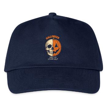 Halloween Skull Pumpkin Lernt meine andere Hälfte kennen - Kinder Basecap - Navy - Vorne