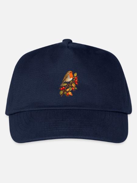 Rotkehlchen mit Hagebutten Gartenvogel - Kinder Basecap - Navy