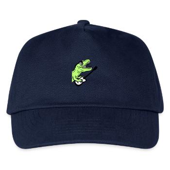DJ Dino T-Rex Dinosaurier Gitarre Spielen Party - Kinder Basecap - Navy - Vorne