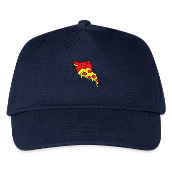 Katze Isst Salami Pizza Hunger Fast Food Essen - Kinder Basecap - Navy - Vorne