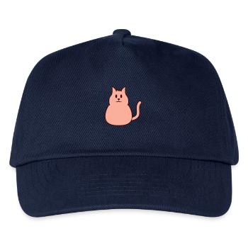 Dicke Katze Guckt Nett Glücklich Fröhlich Lächelnd - Kinder Basecap - Navy - Vorne