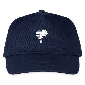 2 Palmen Insel Baum Streifen Sonne Sonnenuntergang - Kinder Basecap - Navy - Vorne