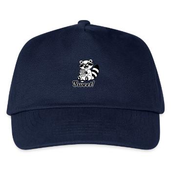 Süßer Waschbär essende Marmelade - "Süßes" Design - Kinder Basecap - Navy - Vorne