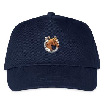 Pferdekopf mit roter Mähne in einem Rahmen - Kinder Basecap - Navy - Vorne