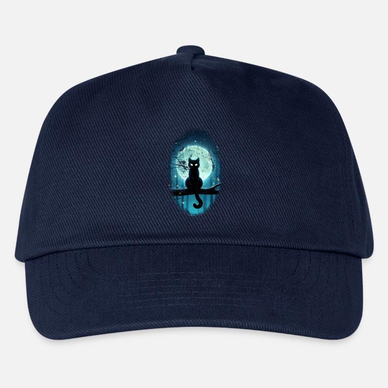 Schwarze Katze vor Vollmond - Kinder Basecap - Navy