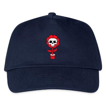 Böse Halloween Blume Totenkopf Schädel Horror Topf - Kinder Basecap - Navy - Vorne