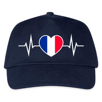 France Heartbeat ECG Love Heart France Fan - Casquette de baseball Enfant - marine - Devant