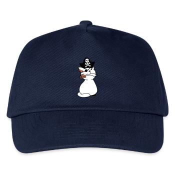 Süße Pirat Katze Seeräuber Augenklappe Hut Säbel - Kinder Basecap - Navy - Vorne