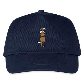 cheval anxieux drôle drôle grimace dessin animé - Casquette de baseball Enfant - marine - Devant