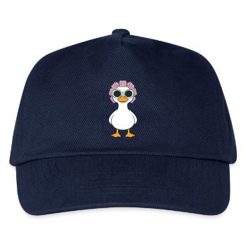 Glamorous duck with curly glasses - Kids’ Baseball Cap - navy - Front