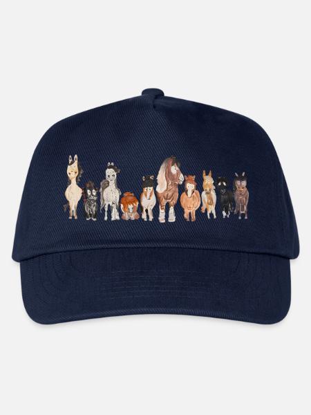 Cartoon Pferde Aquarell - Kinder Basecap - Navy