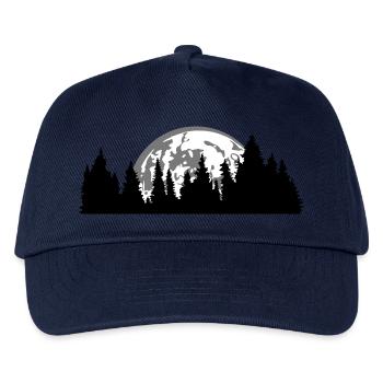 mond nacht vollmond untergang baeume wald nadelwal - Kinder Basecap - Navy - Vorne