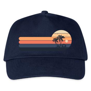 Retro Sonnenuntergang Palmen - Kinder Basecap - Navy - Vorne