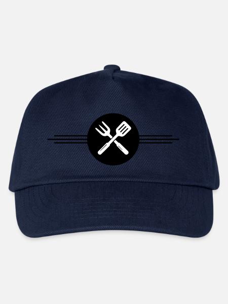 Grill Besteck Symbol - Kinder Basecap - Navy
