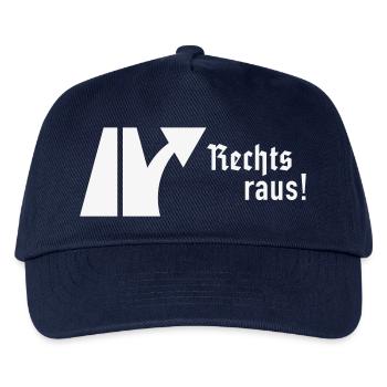 Rechts Raus! (Gegen Rechts / Schild / Fraktur) - Kinder Basecap - Navy - Vorne