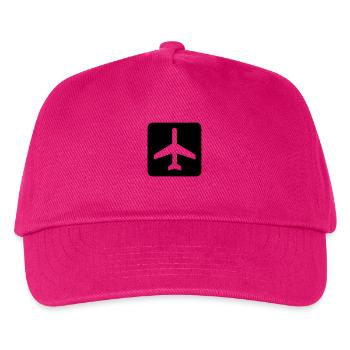 Flugzeug,Jet,Flughafen,Landebahn - Kinder Basecap - Fuchsia - Vorne