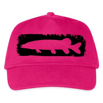 Hecht im Farbstrich - schwarz - Kinder Basecap - Fuchsia - Vorne