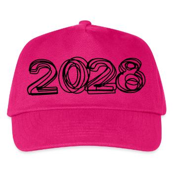 Jahreszahl 2028 handgezeichnet - Kinder Basecap - Fuchsia - Vorne
