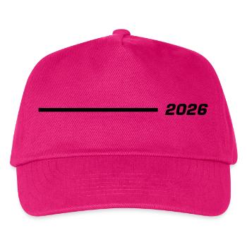 2026 Jahreszahl Linie Schwarz - Kinder Basecap - Fuchsia - Vorne