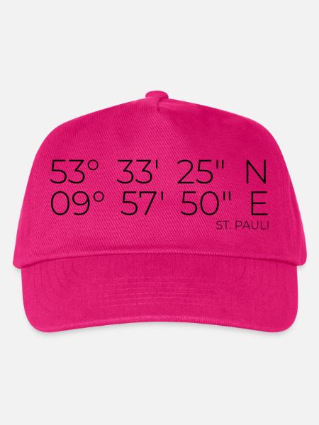 Koordinaten St. Pauli Hamburg - Kinder Basecap - Fuchsia