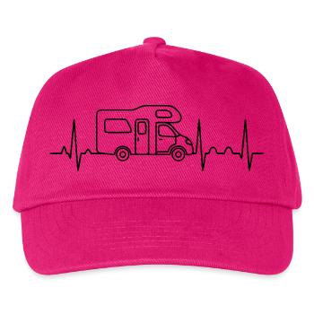 Camping love with heartbeat and motorhome - Kids’ Baseball Cap - fuchsia - Front