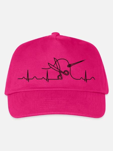 Nähen Heartbeat schwarz - Kinder Basecap - Fuchsia
