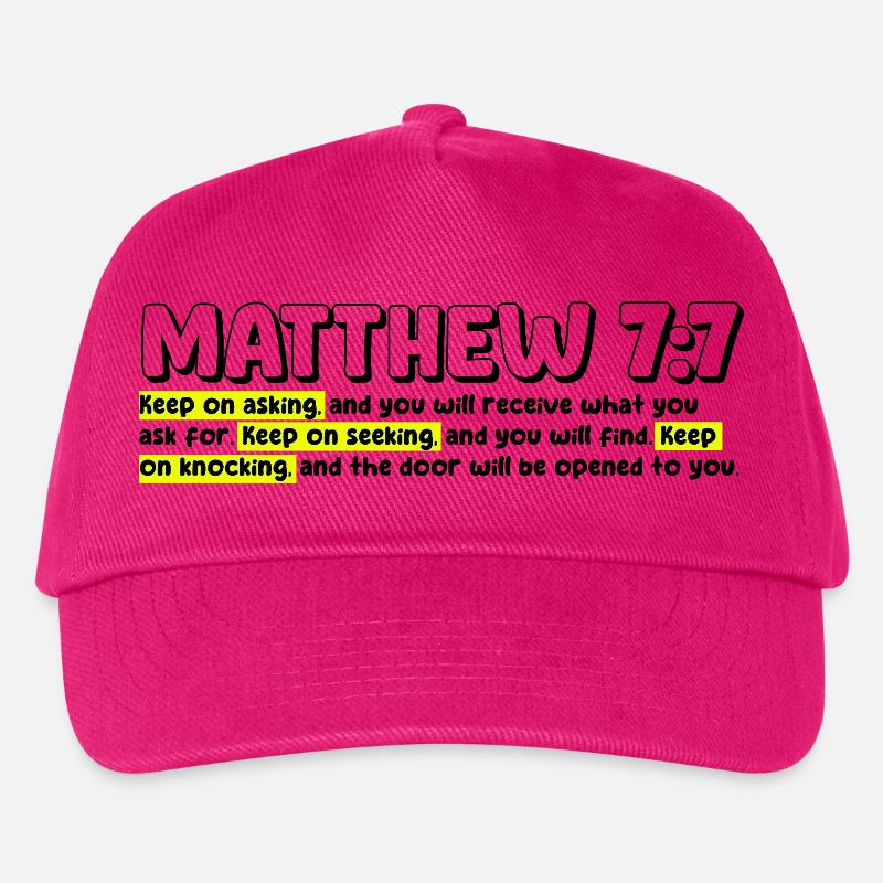 Matthäus 7:7 | Bibelzitat - Kinder Basecap - Fuchsia